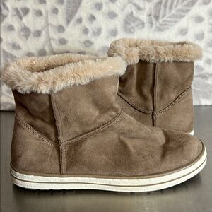 Seven Dials Tess ankle boots in tan/brown faux fur-lined size 8.5